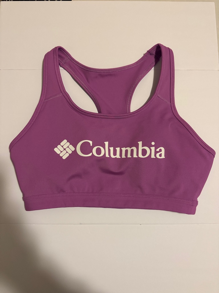 Columbia Purple Racerback Sports Bra With White Logo